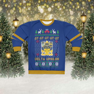  Delta Upsilon New Ugly Christmas Sweater Look Crewneck Sweatshirt 