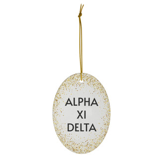 Alpha Xi Delta Gold Speckled Oval Ornaments