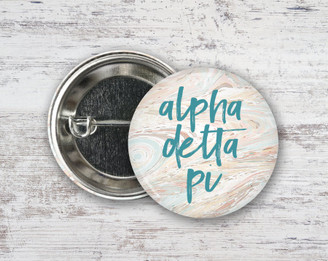 ADPi Alpha Delta Pi Marble  Greek Pinback Sorority  Button