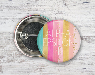 AEPhi Alpha Epsilon Phi Bright Stripes  Greek Pinback Sorority  Button