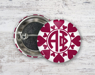 Alpha Phi Hearts Monogram Button