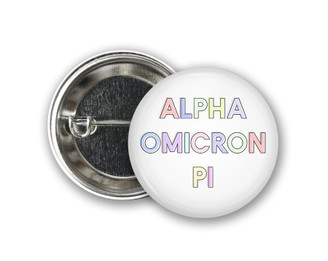 AOII Alpha Omicron Pi Pastel Letters Outline  Greek Pinback Sorority  Button