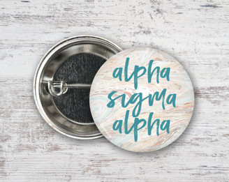 ASA Alpha Sigma Alpha Marble  Greek Pinback Sorority  Button