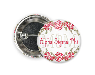  ASPhi Alpha Sigma Phi Mom Floral  Greek Pinback  Button 