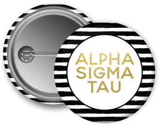 AST Alpha Sigma Tau Faux Gold Foil Striped Sorority Pinback  Button