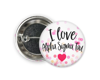 AST Alpha Sigma Tau Love Confetti  Greek Pinback Sorority  Button