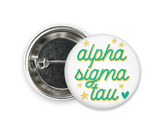  AST Alpha Sigma Tau Star  Greek Pinback Sorority  Button 