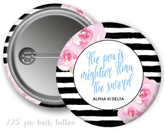 AXiD Alpha Xi Delta Floral Motto Button