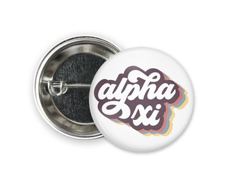  AXiD Alpha Xi Delta Retro Script  Greek Pinback Sorority  Button 