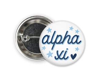 AXiD Alpha Xi Delta Star  Greek Pinback Sorority  Button