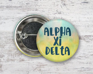  AXiD Alpha Xi Delta Watercolor  Greek Pinback Sorority  Button 