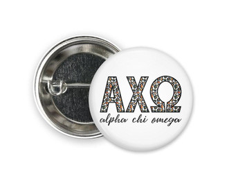  AXO Alpha Chi Omega Leopard  Greek Pinback Sorority  Button 