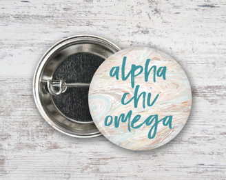 AXO Alpha Chi Omega Marble  Greek Pinback Sorority  Button