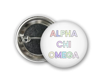  AXO Alpha Chi Omega Pastel Letters Outline  Greek Pinback Sorority  Button 