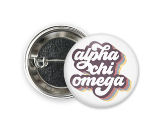 AXO Alpha Chi Omega Retro Script  Greek Pinback Sorority  Button