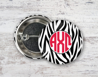 AXO Alpha Chi Omega Zebra Monogram Button