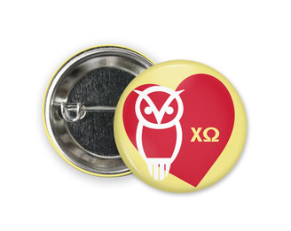 ChiO Chi Omega Heart Owl Button