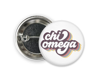  ChiO Chi Omega Retro Script  Greek Pinback Sorority  Button 