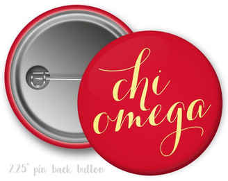  ChiO Chi Omega Script Button 