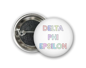  DPhiE Delta Phi Epsilon Pastel Letters Outline  Greek Pinback Sorority  Button 