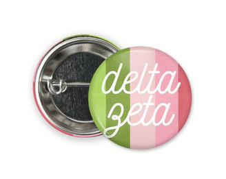 DZ Delta Zeta Striped Script  Greek Pinback Sorority  Button 
