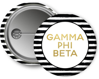 GPB Gamma Phi Beta Faux Gold Foil Striped Sorority Pinback  Button