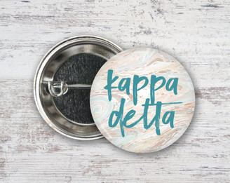 KD Kappa Delta Marble  Greek Pinback Sorority  Button