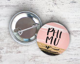 Phi Mu Rose Gold Black  Button