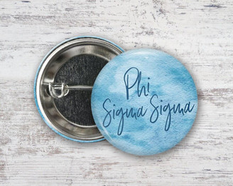  PhiSig Phi Sigma Sigma Watercolor Script  Greek Pinback Sorority  Button 