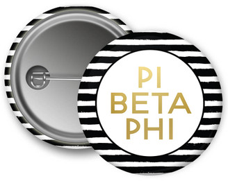 PiPhi Pi Beta Phi Faux Gold Foil Striped Sorority Pinback  Button