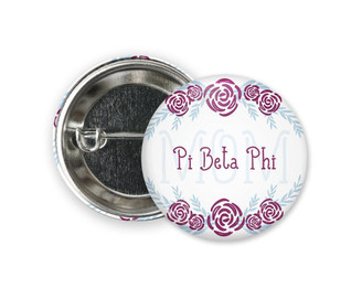  PiPhi Pi Beta Phi Mom Floral  Greek Pinback Sorority  Button 