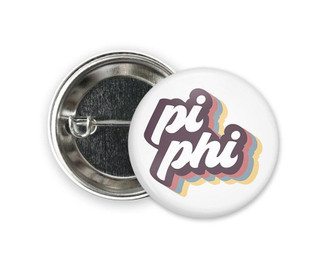  PiPhi Pi Beta Phi Retro Script Single Sorority Pinback  Button 