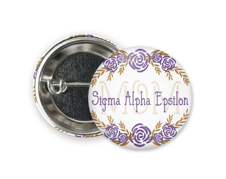  SAE Sigma Alpha Epsilon Mom Floral Button 