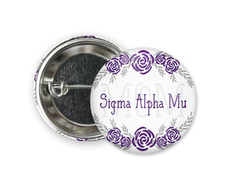Sammy Sigma Alpha Mu Mom Floral Single Pinback  Button