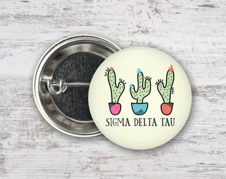 SDT Sigma Delta Tau Cactus Trio  Greek Pinback Sorority  Button