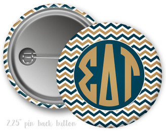 SDT Sigma Delta Tau Chevron Monogram Button