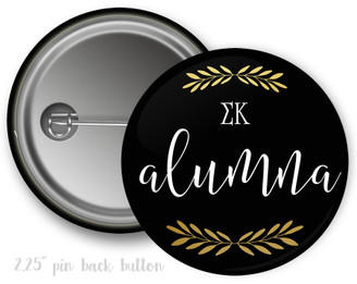 SK Sigma Kappa Alumna Faux Gold Foil and Black Sorority Pinback  Button