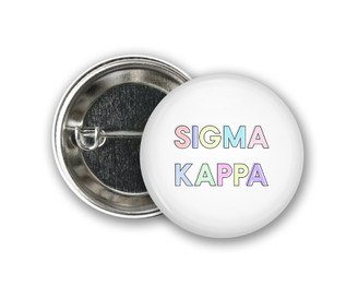 SK Sigma Kappa Pastel Letters Outline  Greek Pinback Sorority  Button