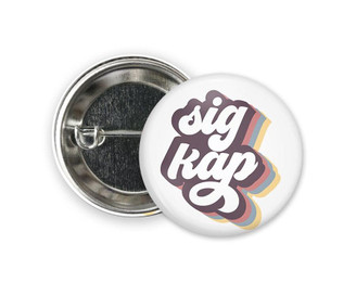  SK Sigma Kappa Retro Script Single Sorority Pinback  Button 