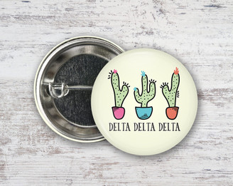 TriDelta Delta Delta Delta Cactus Trio  Greek Pinback Sorority  Button