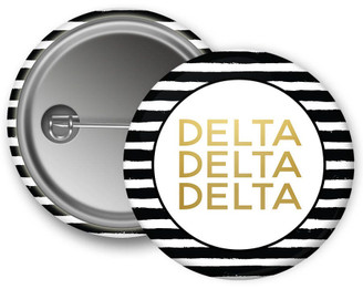 TriDelta Delta Delta Delta Faux Gold Foil Striped Sorority Pinback  Button