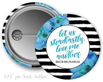 TriDelta Delta Delta Delta Floral Motto Button