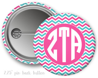 ZTA Zeta Tau Alpha Chevron Monogram Button