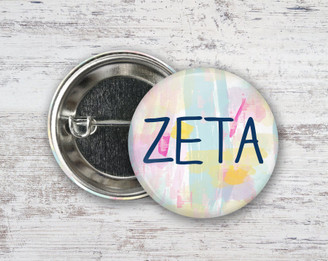 ZTA Zeta Tau Alpha Pastel Watercolor Button