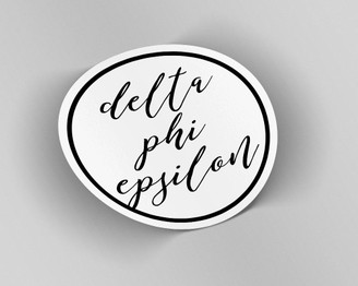 DPhiE Delta Phi Epsilon Circle Script Sticker