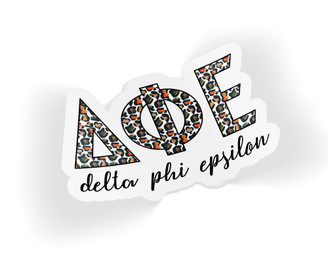 DPhiE Delta Phi Epsilon Leopard Sticker