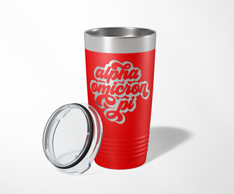 AOII Alpha Omicron Pi Retro Script Stainless Steel Laser Engraved Tumbler-20 ounces