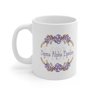  Sigma Alpha Epsilon Mom Floral Ceramic Coffee Cup, 11oz 