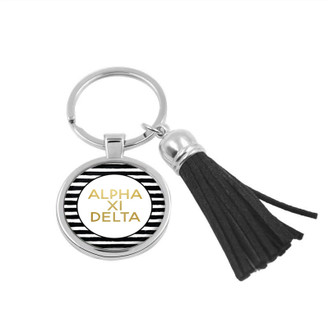 Alpha Xi Delta Stripes Tassel Keychain