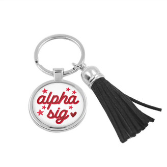 Alpha Sigma Alpha Stars Tassel Keychain